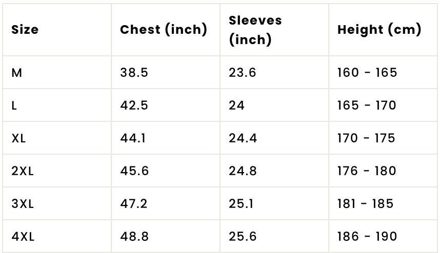 size chart
