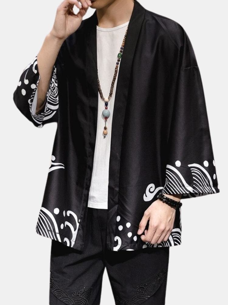 Black and White Kimono Top