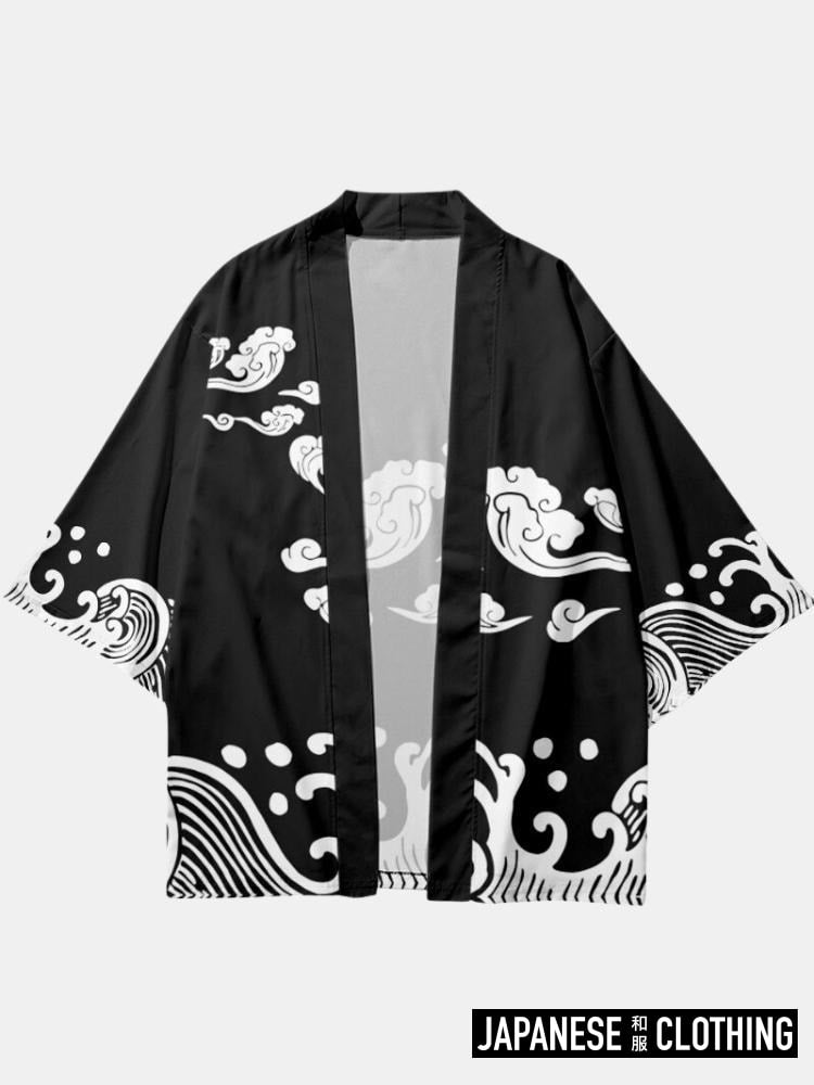 Black and White Kimono Top