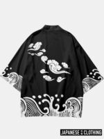 Black and White Kimono Top