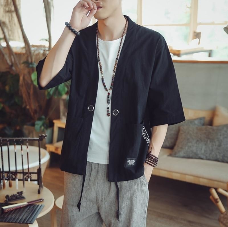 Linen Kimono Cardigan Men