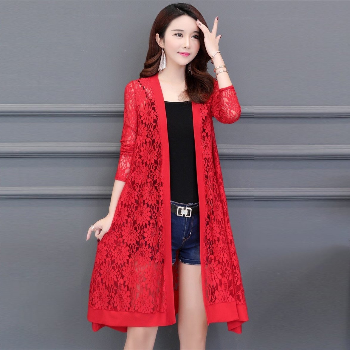 Red Lace Kimono