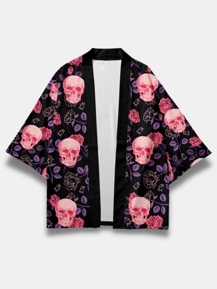 Skull and Flowers Kimono