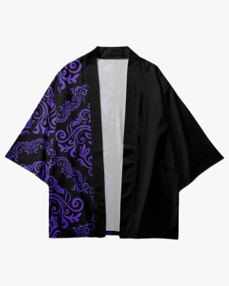 Black and Purple Kimono Jacket