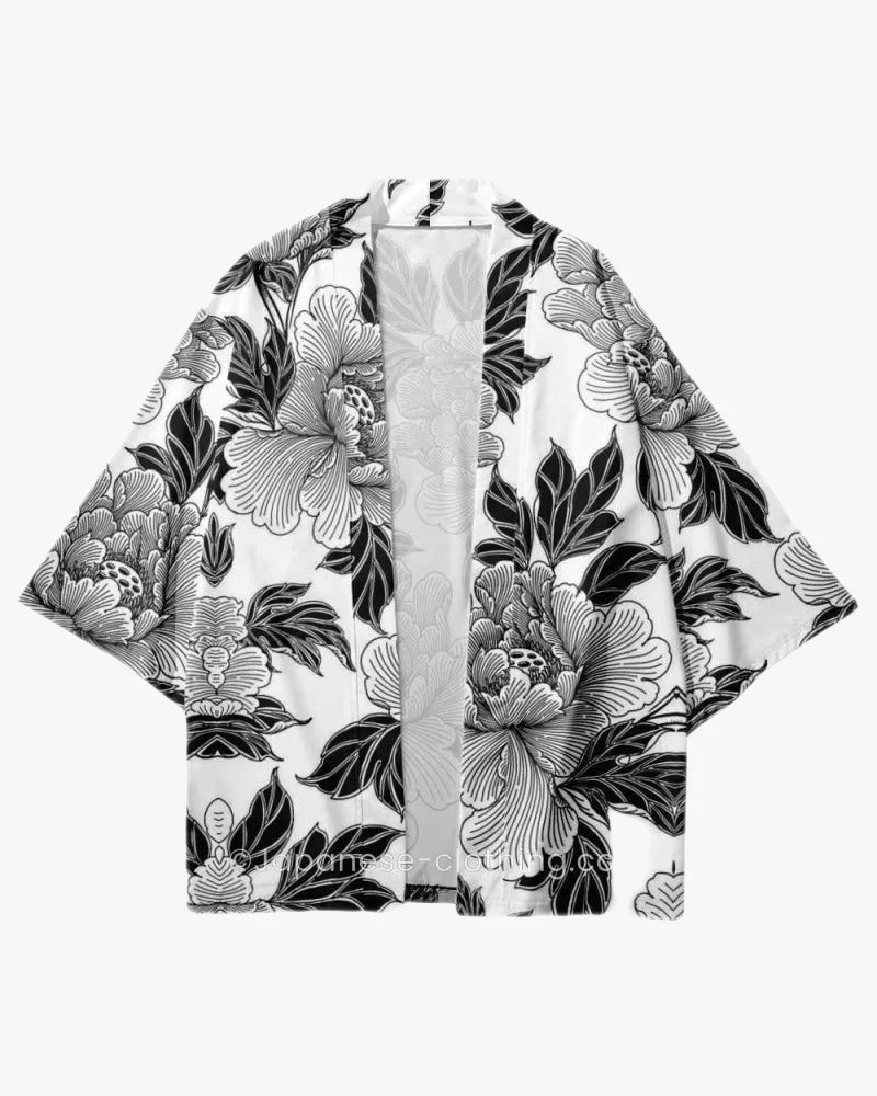 Black and White Blossom Kimono