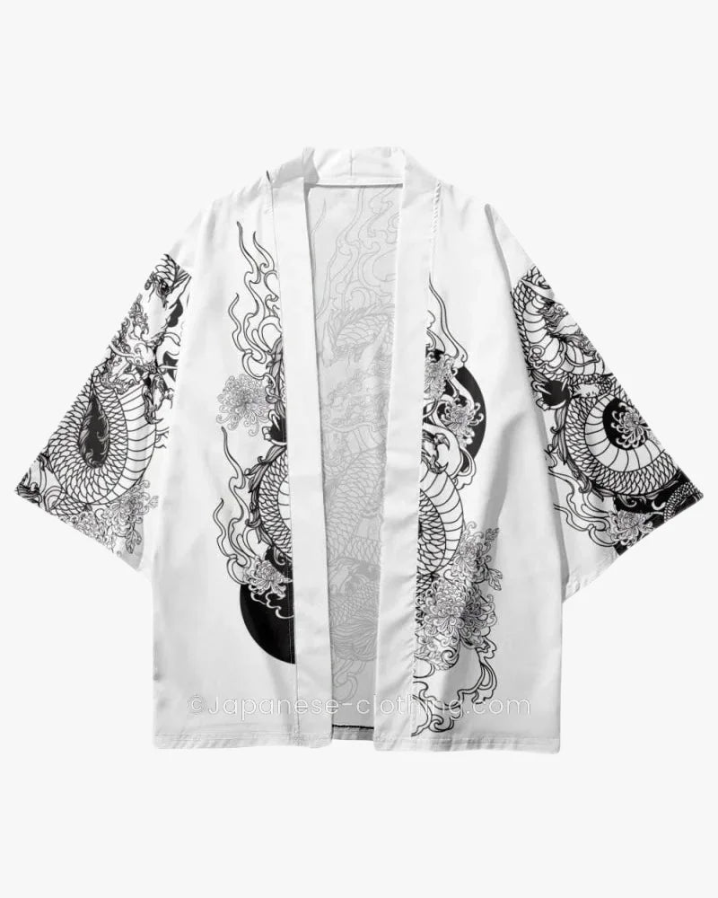 Black and White Dragon Kimono