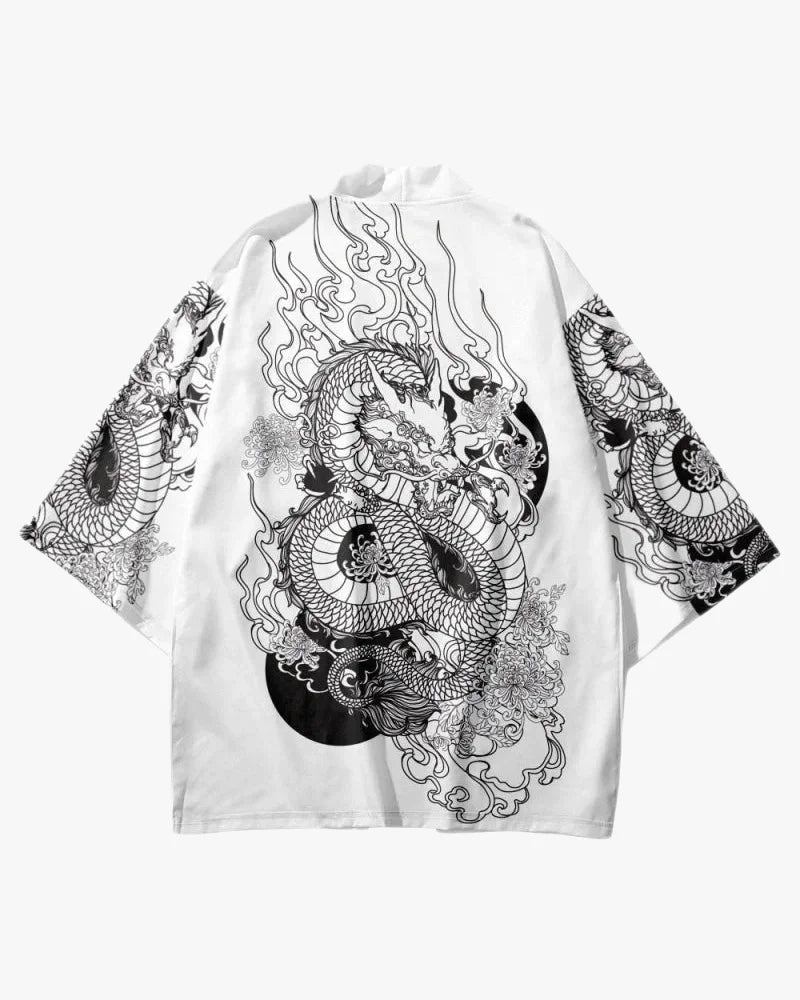 Black and White Dragon Kimono
