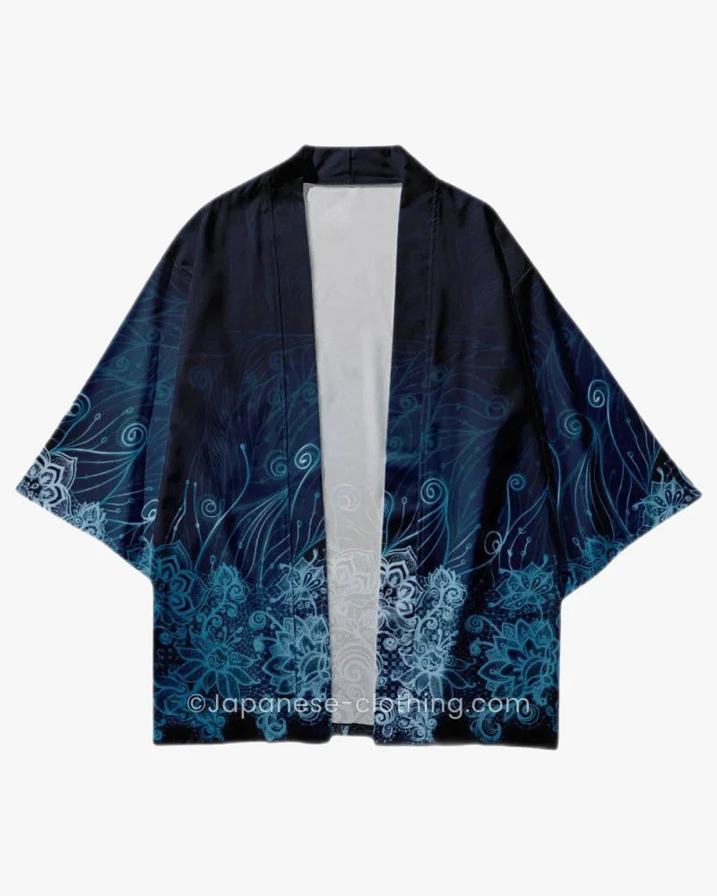 Blue Floral Kimono Jacket