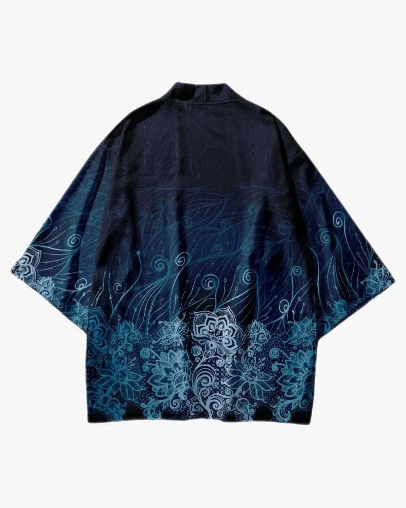Blue Floral Kimono Jacket