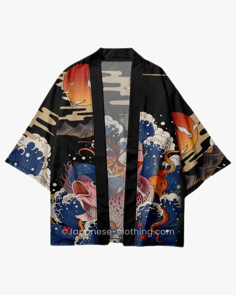 Cat and Koi Fish Kimono