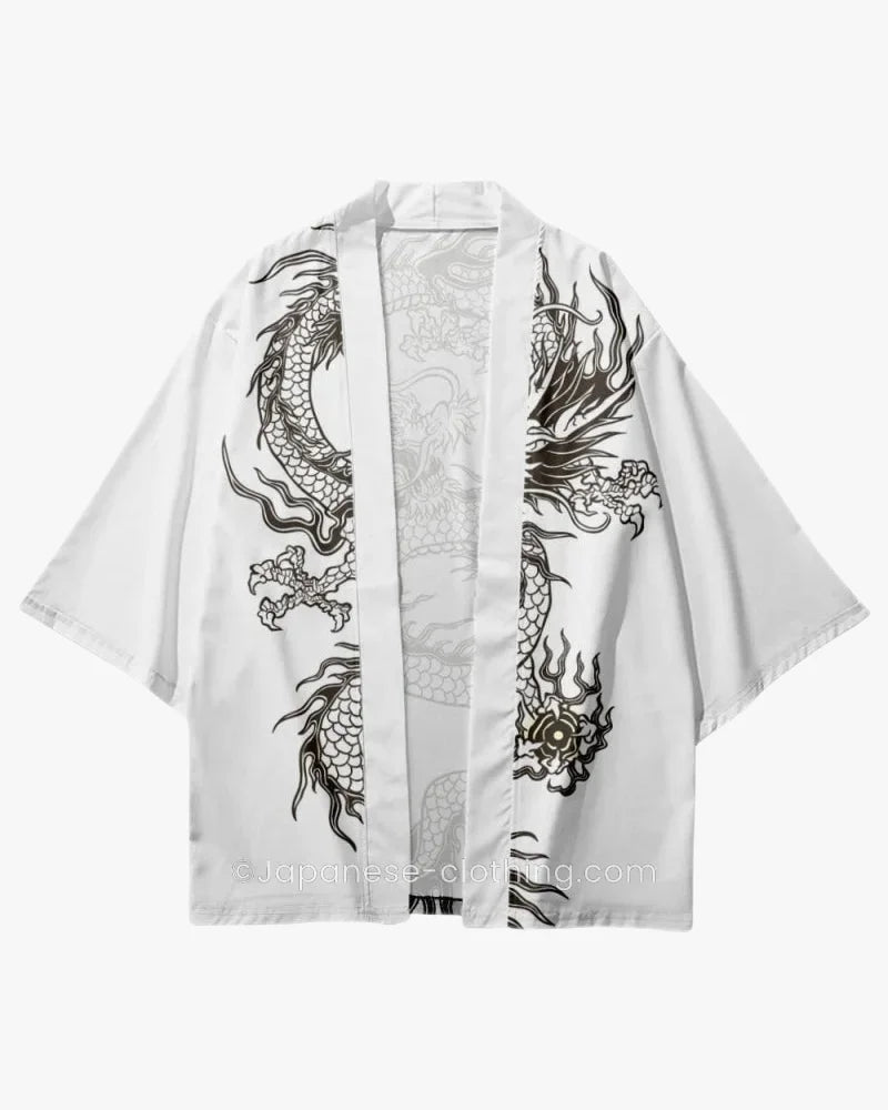 Chinese Dragon Black and White Kimono