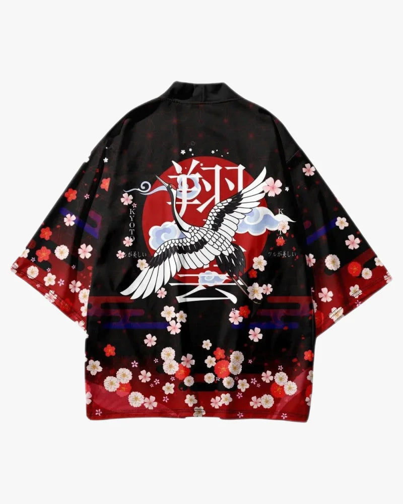 Crane Floral Kimono