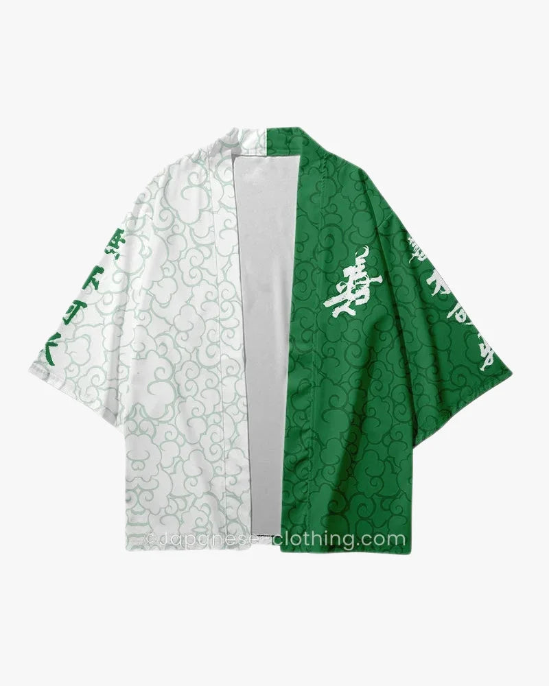 Green and White Kimono Jacket