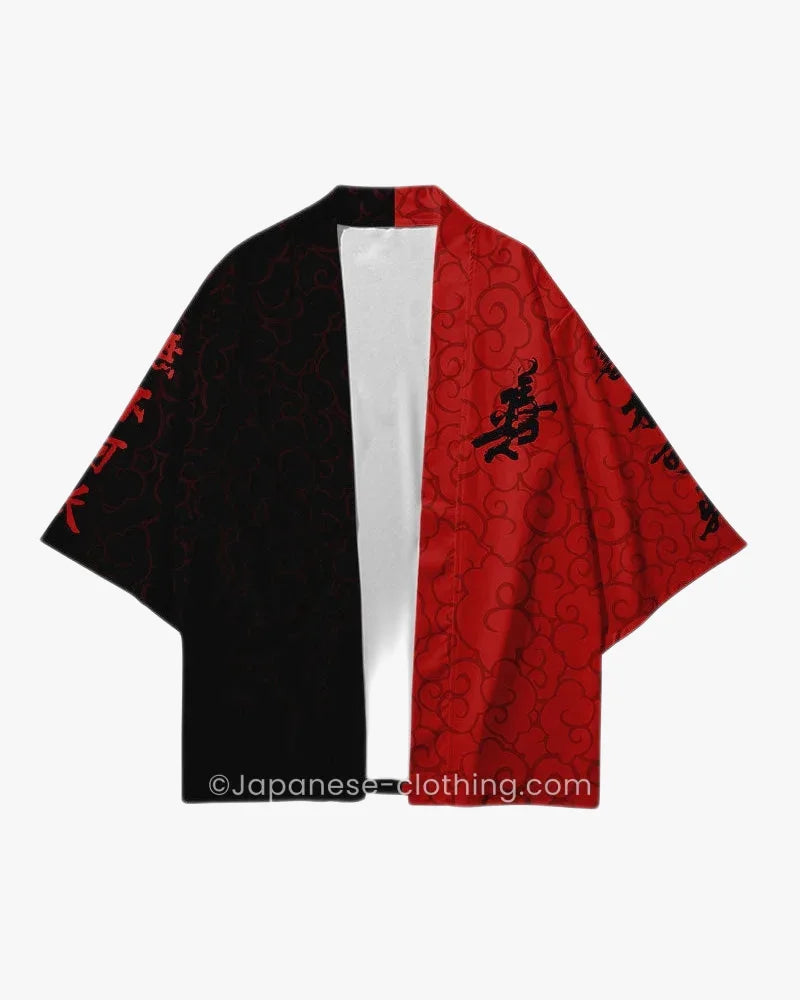 Red and Black Kimono Jacket