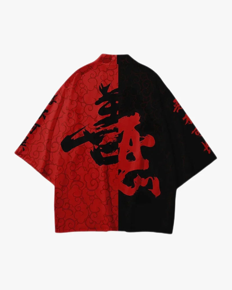 Red and Black Kimono Jacket