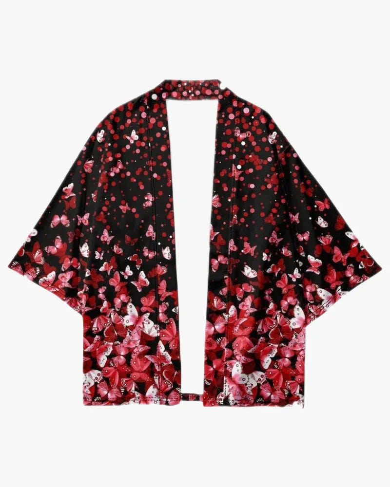 Red Butterflies Kimono