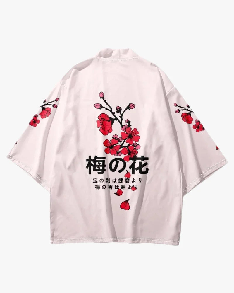 Red Cherry Blossom Kimono