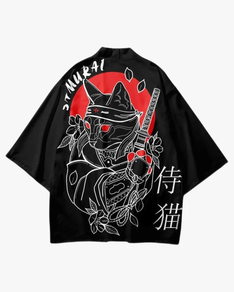 Samurai Cat Art Kimono