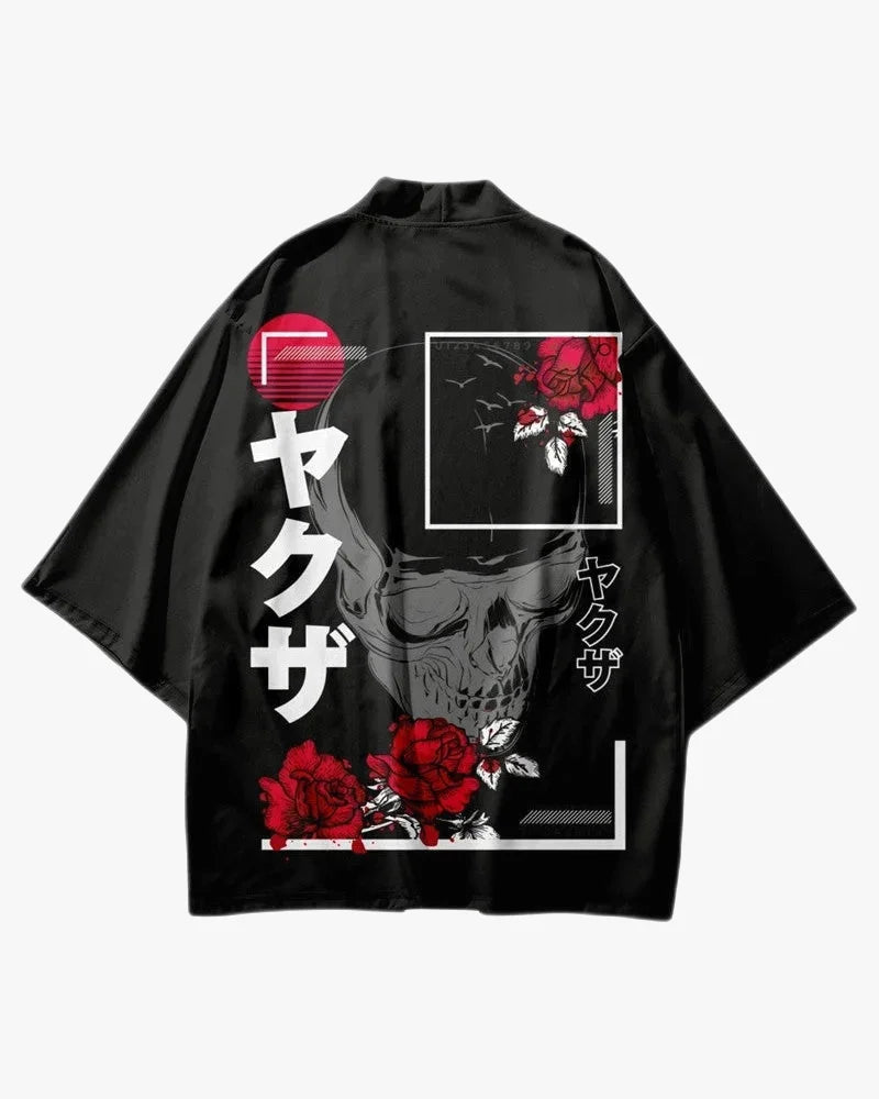 Skull Print Kimono